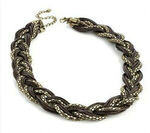 yzWG[EANZT[ uEgXfN[brule bronze or marron retro maille tresse tresse ras du cou passerelle detail