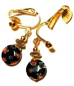 yzWG[EANZT[ V[gS[hubN~tBI[s`C[YOXp[hbvy_ggVbNcourt or noir millefiori pince oreilles verre perle goutte p