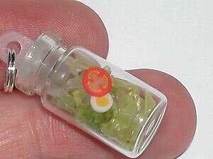 �y���������z�W���G���[�E�A�N�Z�T���[ �~�j�`���A�K���X�T���_�x�W�t���[�t�[�h�h�[���u�����b�N1 verre miniature petit bouteille salade veggie nourriture libre breloque poupee