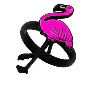 �y���������z�W���G���[�E�A�N�Z�T���[ �s���N�A�W���X�^�u�������O���[�h�W���[�N�[���t���~���Sjoe cool mignon flamant en forme de rose et noir reglable mode bague