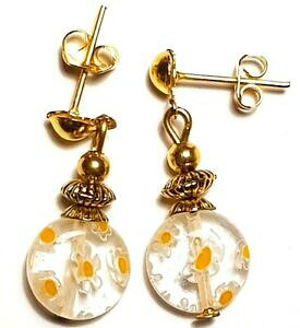 yzWG[EANZT[ V[gS[hCG[zCg~tBI[p[OXO[gy_gyZN[court or jaune blanc millefiori oreilles verre perle goutte pendantes pe