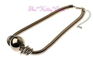 yzWG[EANZT[ VbNS[hbL{[y_gXl[N`F[retro chic 16k plaque or grand balle glissant pendentif sur epais serpent chaine