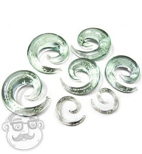 �y���������z�W���G���[�E�A�N�Z�T���[ �O���[�C���U�_�[�N�K���X�X�p�C�����v���O�T�C�Y�Q�[�Wglow in the dark glass spiral plugs sizes gauges 8g 58