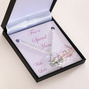 yzWG[EANZT[ ^[y_gGWFRA[CjVcadeau pour maman, ange collier avec lettre pendentif, tout initiale, qualite