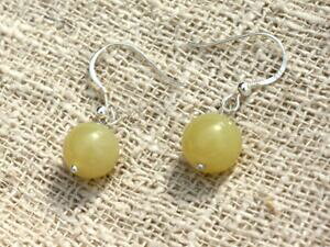 �y���������z�W���G���[�E�A�N�Z�T���[ �V���o�[�C�������O�W�F�C�h������boucles doreilles argent 925 et jade citron 10mm