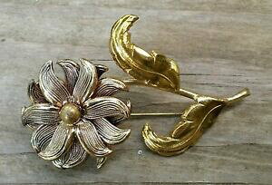 yzWG[EANZT[ sst@bVWG[vieux epinglette broche bijoux de mode fleurs floral or jaune 7g 30er annees