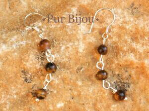 yzWG[EANZT[ Vo[CO^CK[ACboucles doreilles argent 925 et oeil de tigre 4mm