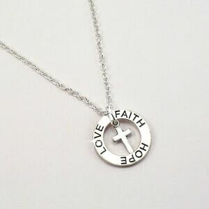 �y���������z�W���G���[�E�A�N�Z�T���[ �����^�[�W���J�[�h�l�b�N���Xfaith, hope, amour collier sur carte montage, cadeau pour fille, soeur, filleule