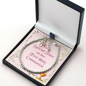�y���������z�W���G���[�E�A�N�Z�T���[ �u�����b�N�N���X�j�[�X�{�b�N�X�K�[���t�@�[�X�g�z�[���[�R�~���j�I���u���X���b�gfille premiere sainte communion bracelet avec croix breloque, joliment cret