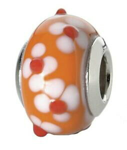�y���������z�W���G���[�E�A�N�Z�T���[ �r�[�Y�I�����W�O���X�{�[���V���o�[cem beads boule de verre orange 925 argent cd726