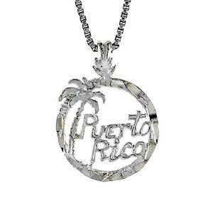 �y���������z�W���G���[�E�A�N�Z�T���[ �V���o�[�X�^�[�����O�v�G���g���R�y���_���g�u�����b�N�C�^���A���`�F�[���{�b�N�Xargent sterling puerto rico pendentif breloque, 18 italien boite chaine
