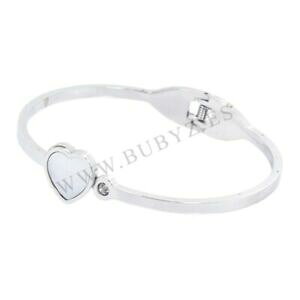 yzWG[EANZT[ pZoCAZCmLVhuR]R`uJC`Rj[^pulsera de acero inoxidable corazon concha blanca y circonita