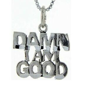 �y���������z�W���G���[�E�A�N�Z�T���[ �V���o�[�X�^�[�����O�_���A�C�y���_���g�u�����b�N�C�^���A�`�F�[��argent sterling damn i am bonne mot pendentif breloque,18 italien chaine