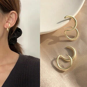 �y���������z�W���G���[�E�A�N�Z�T���[ �S�[���h���b�L�C�������O�N���I�[���X�p�C���������O�V���v�����C�g��boucles doreilles plaque or 14k creole 2 anneau spirale simple laiton dd18
