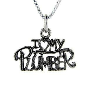 �y���������z�W���G���[�E�A�N�Z�T���[ �V���o�[�X�^�[�����O���[�h�y���_���g�u�����b�N�C�^���Aargent sterling i love my plombier mot pendentif breloque,18 italien