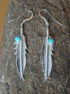 yzWG[EANZT[ lCeBuAJVo[WG[X^[O^[RCYtFU[COnative americain bijoux argent sterling turquoise plume boucles doreilles