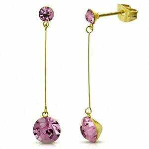 yzWG[EANZT[ XeXWRsNsNcz rond rose et rose de 4 mm et 7 mm avec zircons cubiques en acier inoxydable d