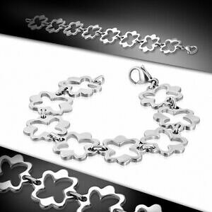 yzWG[EANZT[ XeXX`[uXbgbracelet en acier inoxydable avec fleurs
