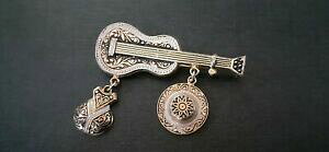 yzWG[EANZT[ u[`EhM^[ghS[hbroche ancienne ronde guitare instruments musique or de tolede xxeme
