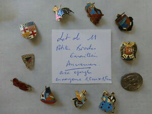 yzWG[EANZT[ sGiu[`bglot de 11 petite broche ancienne emaillee avec epingle de fixation