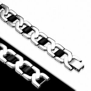 yzWG[EANZT[ SNXeXbracelet en acier inoxydable avec maillons en caoutchouc noir torsade torsade h