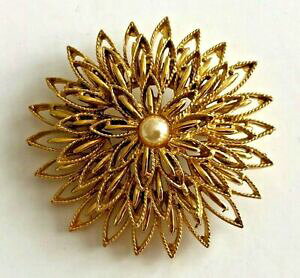�y���������z�W���G���[�E�A�N�Z�T���[ ���B���e�[�W�s���m�C�ubroche vintage fleur dore fausse perle neuve 5,1cm tres joli