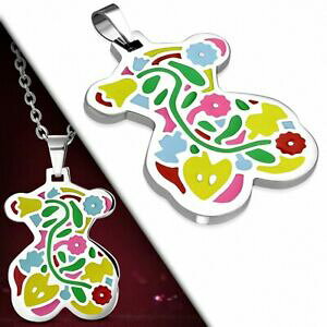 yzWG[EANZT[ `[bvX`[efBxAy_gpendentif ourson en acier avec fleurs tulipes multicolores