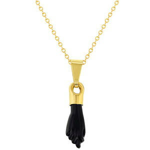 【送料無料】ジュエリー・アクセサリー メッキブラックゴールドフィガメインバッドアイプロテクションネックレス14k plaque or noir figa main mauvais oeil protection amulette collier 483cm