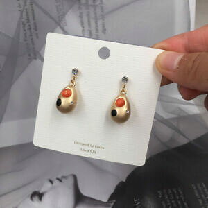 【送料無料】ジュエリー・アクセサリー イヤリングゴールデンプチグートメタルパヴェオレンジブラックゴールドメッキboucles doreilles dore petit goutte metal pave orange noir plaque or 14k aa32