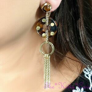 yzWG[EANZT[ Ao[^[gXP[tWCOecaille de tortue ambre effet grandes pendantes boucles doreilles avec franges