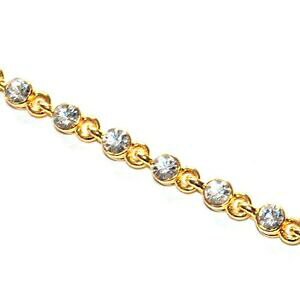 �y���������z�W���G���[�E�A�N�Z�T���[ �z���C�g�N���X�^���S�[���h�u���X���b�gbracelet de couleur or cristal blanc 19cm bijou