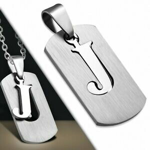 �y���������z�W���G���[�E�A�N�Z�T���[ �X�e�����X�A���t�@�x�b�g���x���y���_���gpendentif en forme detiquette j en alphabet decoupe en acier inoxydable