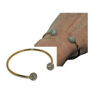 �y���������z�W���G���[�E�A�N�Z�T���[ �N���X�^���{�[�����_���u���X���b�gbracelet jonc moderne de couleur or boules cristal blanc bijou