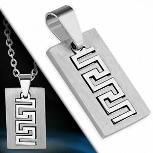 �y���������z�W���G���[�E�A�N�Z�T���[ �X�e�����X�M���V���L�[�����O�y���_���gpendentif portecles grecque en 2 parties avec decoupe en acier inoxydable