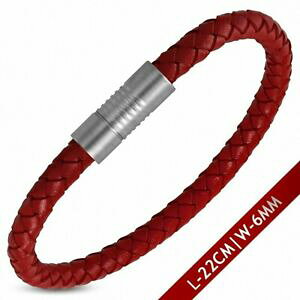 yzWG[EANZT[ bhU[Xgbvbracelet en cuir tresse rouge fermeture magnetique 22 cm x 6 mm