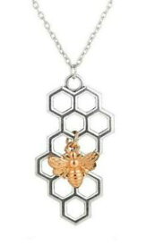 【送料無料】ジュエリー・アクセサリー シルバーハイブスチールゴールデンビーペンダントネックレスcollier pendentif abeille dore sur ruche argente, acier