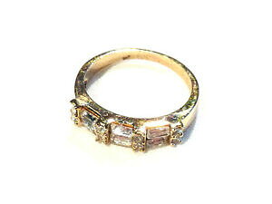 yzWG[EANZT[ WGNX^OoQbgTCYObijou alliage dore bague anneau cristal baguette taille 62 ring