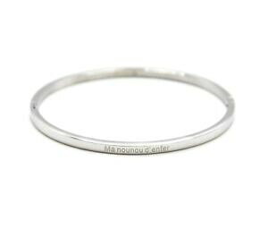 �y���������z�W���G���[�E�A�N�Z�T���[ ���b�Z�[�W�V���o�[�X�`�[���t�@�C���W�����N�u���X���b�gbc3658f bracelet jonc fin acier argente avec message ma nounou denfer