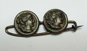 �y���������z�W���G���[�E�A�N�Z�T���[ �W���G���u���[�`�_�u���|�[�g���[�g�E�[�}���V���o�[���^��ancien bijou broche double portrait femme metal argente f9