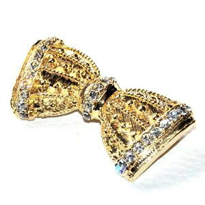 yzWG[EANZT[ IWiS[hJ[u[`NX^mbgu[`broche originale de couleur or noeud cristal blanc broche brooch