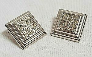 yzWG[EANZT[ Be[WWG[XNGACOpYzCgNX^Vo[^bijoux vintage boucles doreilles carre a pans cristaux blanc metal argente g6