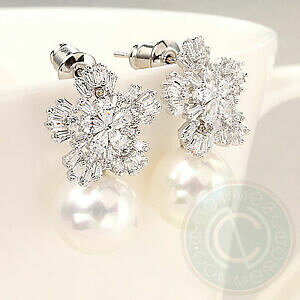 �y���������z�W���G���[�E�A�N�Z�T���[ �C�������O�W���R��boucles doreilles bijou perle avec noeud de la neige epouse femme cubic zircon