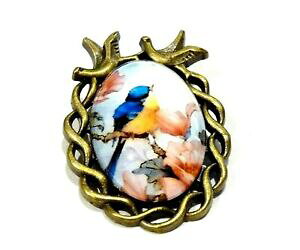 �y���������z�W���G���[�E�A�N�Z�T���[ �W���G�����_���I���y���_���gbijou alliage dore pendentif medaillon decor oiseau mesange et fleurs