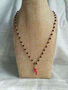 �y���������z�W���G���[�E�A�N�Z�T���[ �R���[�i�W���R���X�^�C�����U���I�f�B�J���[�I���N���X�^���l���G�R���l�b�gcollana girocollo stile rosario di colore oro, cristalli neri e cornetto