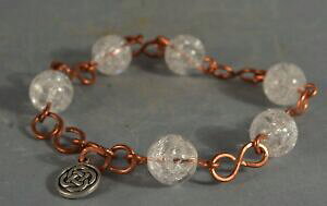 yzWG[EANZT[ VNX^p[uXbgbracelet perles en quartz trempe cristal de roche monte sur cuivre