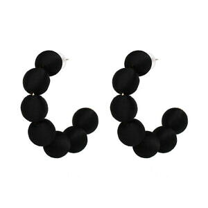 yzWG[EANZT[ CONI[rbOOp[C[ubNNtgt@ubNboucles doreilles creole gros anneau perle fil tissu artisanal noir aa25