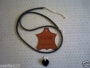 yzWG[EANZT[ NX^XtXL[n[gubNO[U[lbNXcristal swarovski coeur noir collier cuir vert