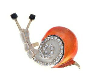 yzWG[EANZT[ IWX`[zCgXgXssJ^cbroche epingle escargot en acier orange et strass blanc
