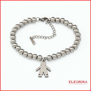 yzWG[EANZT[ Ab`CIXeXRVIh`[XtFu`bgr{ub`_hibracciale da donna in acciaio inox con ciondoli charms sfere br