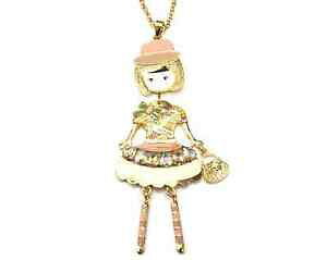 yzWG[EANZT[ Wp[lbNXy_gh[hX^umux[Wsp766e sautoir collier pendentif poupee robe metal peint beige avec noeud,